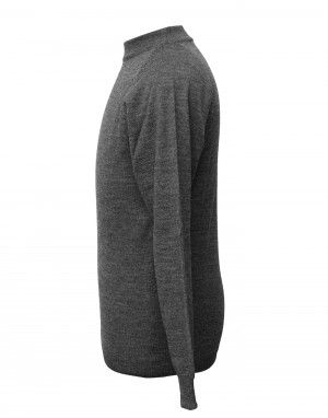 Men pure wool sweater plain light weight dark grey